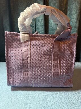 ellos Lavender Woven Tote Bag with Matching Wallet and Crossbody Strap 13 x 11